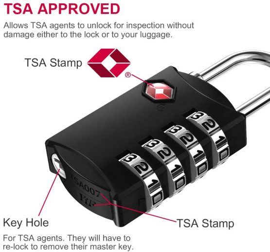 ZHEGE TSA Approved Luggage Padlocks, 3 Digit Small Combination Travel Locks for Suitcase, Backpack, Laptop Bag and Handbag, Locker Padlocks for Gym, Drawer (Black, 2 Pack) - Image 2
