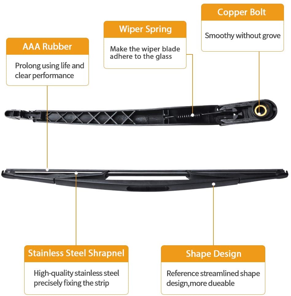 MIKKUPPA Rear Wiper Arm Blade - Replacement for Vauxhall Corsa C 2000-2006, Back Windscreen Wiper Assembly Replacement, Easy to install - Image 3