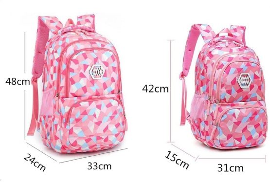 Bansusu Geometric Prints Primary School Student Satchel Backpack for Girls Boys Preppy Schoolbag - Image 2