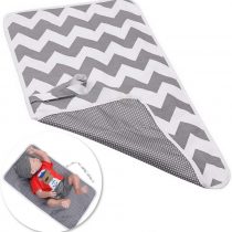 Leful Nappy Changing Mat, Foldable Diaper Pad Waterproof Travel Changing Mat with Gray Waves for Home Travel Outside