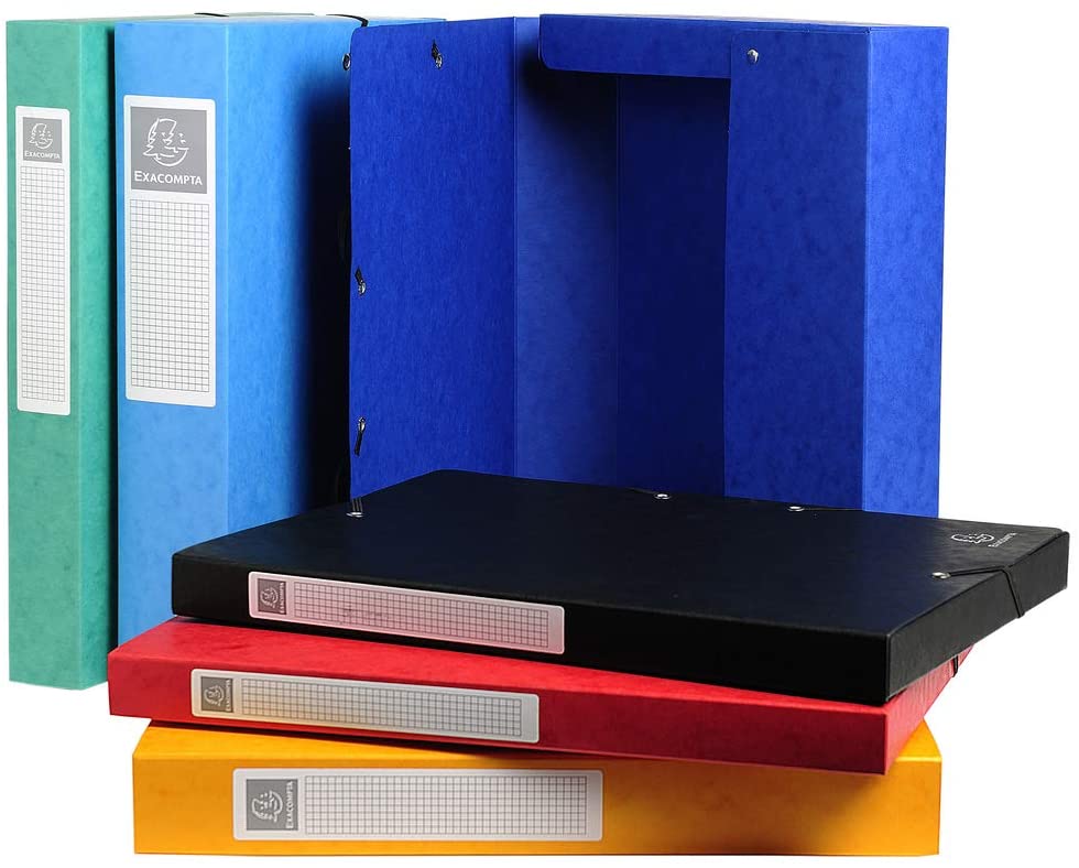 Exacompta, Ref 50300E, Elasticated Filing Archive Box, 270 x 340mm in Size, 25mm Spine, 600gsm Premium Pressboard - Image 3