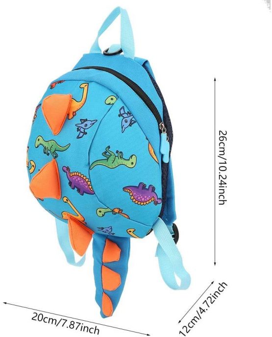Dinosaur Backpack Kids Children Toddler Bag Cartoon Backpack Snack Lunch Bag Travel Rucksack with Safety Harness Leash for Preschool Boys Girls(Blue) - Image 3
