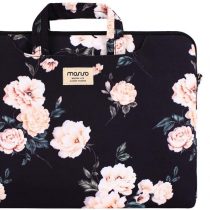 MOSISO Laptop Shoulder Bag Compatible with MacBook Pro 16 inch 2021 M1 Pro/Max A2485/2019-2020 A2141/Pro 15 A1398 & 15-15.6 inch Notebook, Camellia Carrying Briefcase Sleeve with Trolley Belt, Black