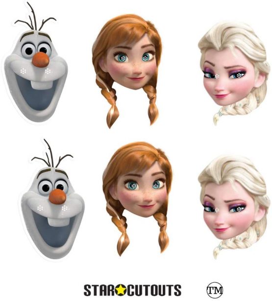 STAR CUTOUTS SMP405 Official Anna Olaf Elsa Six Pack Masks Perfect for Fans, Party Bags and Frozen Decorations, Multicolour