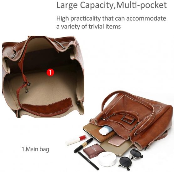 NICOLE&DORIS Fashion women Pu Leather Handbag+Shoulder Bag+Purse 3pcs Bag Tote for girl - Image 4