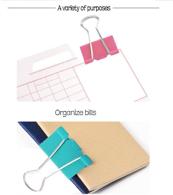 Bulldog Clips Clamps- 100 pcs Metal Binder Clips 4 Sizes Foldback Clips Assorted Colours Paper Clips Clamps 15mm 19mm 25mm 32mm - Image 4