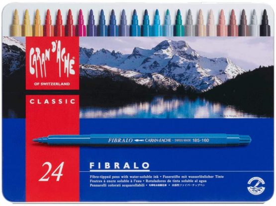 Caran D'ache Fibralo Fibre Pens in Metal Box (Pack of 24)
