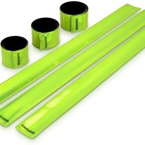 kwmobile 6 Pack Reflector Snap Bands - 34 x 3cm High Visibility Slap Safety Bands for Arm Ankle Wrist - Hi Vis Neon Yellow Reflective Luminous Strips