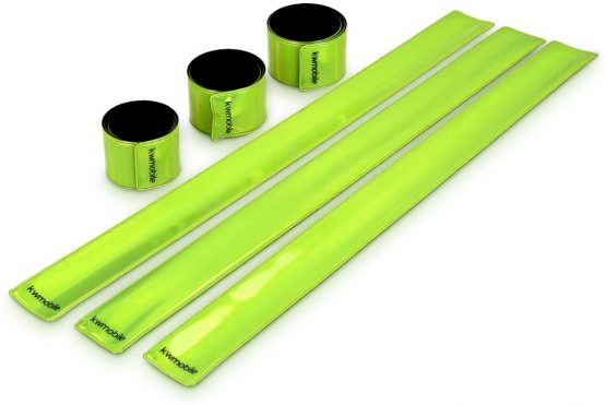 kwmobile 6 Pack Reflector Snap Bands - 34 x 3cm High Visibility Slap Safety Bands for Arm Ankle Wrist - Hi Vis Neon Yellow Reflective Luminous Strips