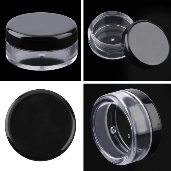 20 Pcs Empty Cosmetics Container Pots Travel Plastic Jars with Black Screw Lids for Cream, Sample, Powder, Makeup Storage (5, 10, 15, 20 Gram), Includes 3 Pack Mini Spatula by Yalbdopo - Image 3