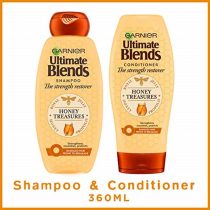 Garnier Ultimate Blends Honey Treasures Shampoo & Conditioner Set | Strengthening for Dry Damaged Hair 360 ml
