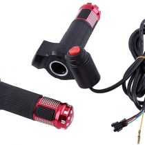 Throttle Grip Handlebar, 1 Pair 12-84V 3 Speed Bike Twist Throttle Grip Set Left Right Handlebar with LED Display Screen for Electric Bike Motorbike (red)