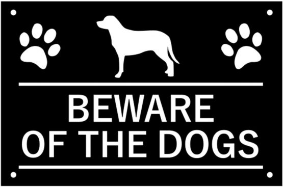 OriginDesigned Beware of the DOGS Sign, Bold Black and White, Easy to See Warning, Outdoor Notice, Deterrent Sign