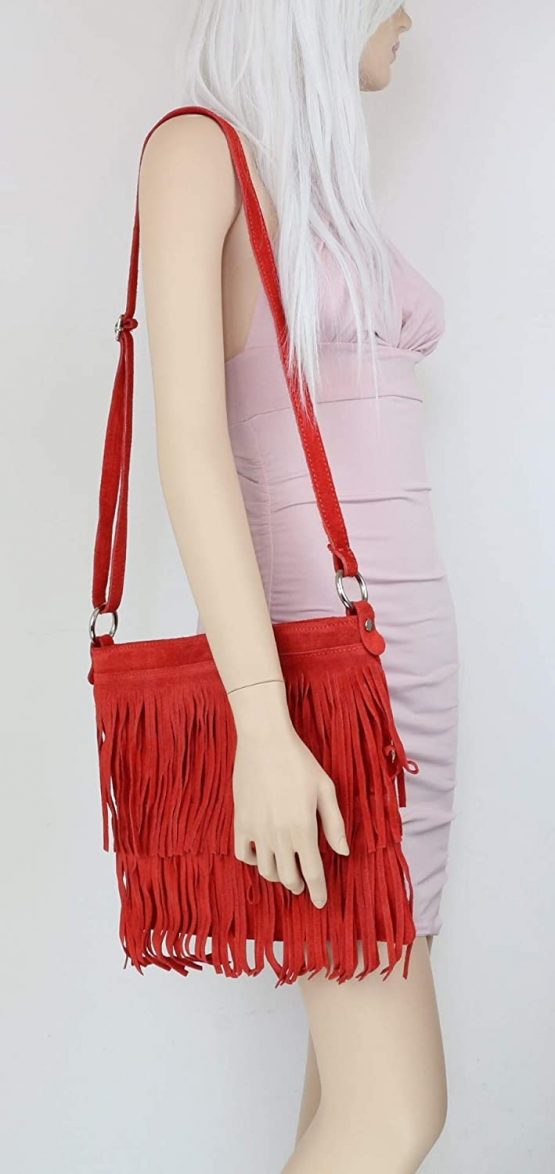 Girly Handbags Suede Fringe Shoulder Bag Crossbody Slouch Womens Fashion - Image 4
