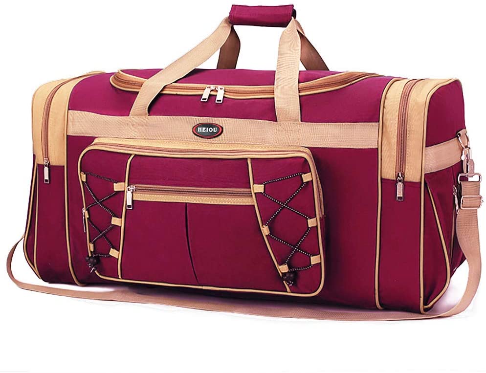 Travel Duffle Bags for Men Weekender Over Night Carry On Bag Lightweight Extra Large Oxford Duffel Gym Sturdy Luggage Water-Proof for Men & Women 26" (Blue Gold)