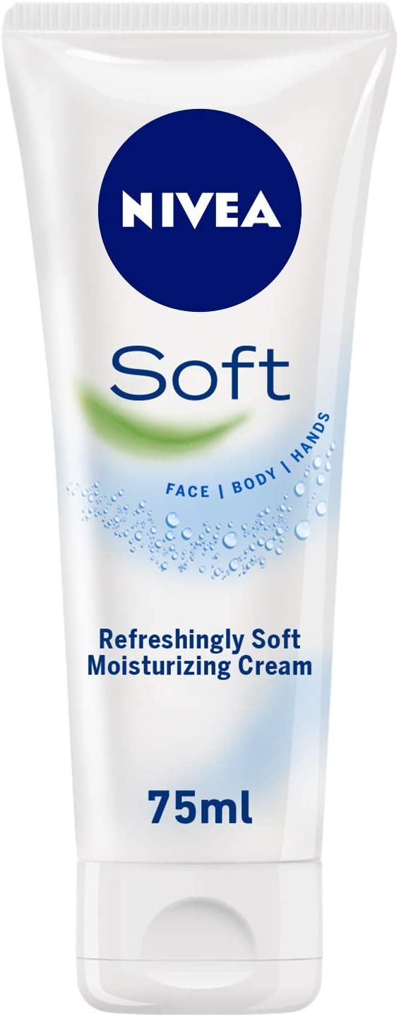 NIVEA SOFT 75ML MOISTURISING CREAM FACE/BODY/HANDS NEW - TRAVEL SIZE
