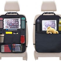URAQT Car Organiser, 2 pack Car Back Seat Organizer Storage Bag, Waterproof Seat Back Protector Kick Mats for Kids Baby, Tablet Holder Car Storage Organizer with Multi Pockets