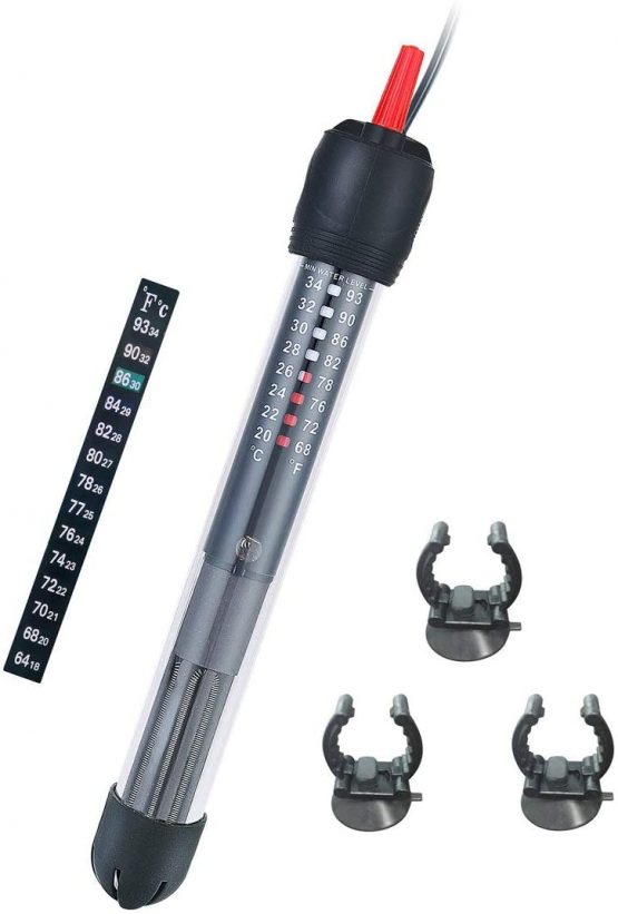 HITOP HP-608 Submersible Aquarium Heater 25W 50W With Thermometer and Extra Sucker Cup (50W)