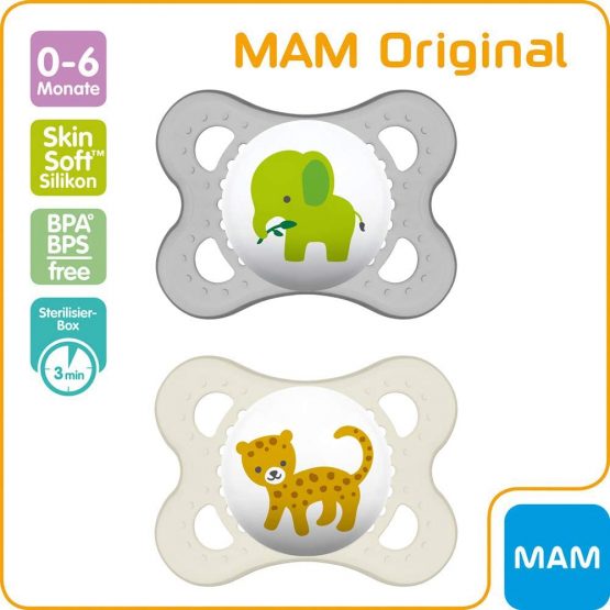 MAM SkinSoftTM Silicone Dummies 0-6 months girl Dummies 0-6 months incl. sterilising and transport box & Soother´s band - Image 2