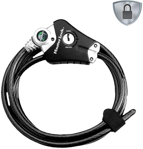 Master Lock 8428EURDPRO Python Adjustable Key Locking Cable with Nylon Cover, Black, 1 cm