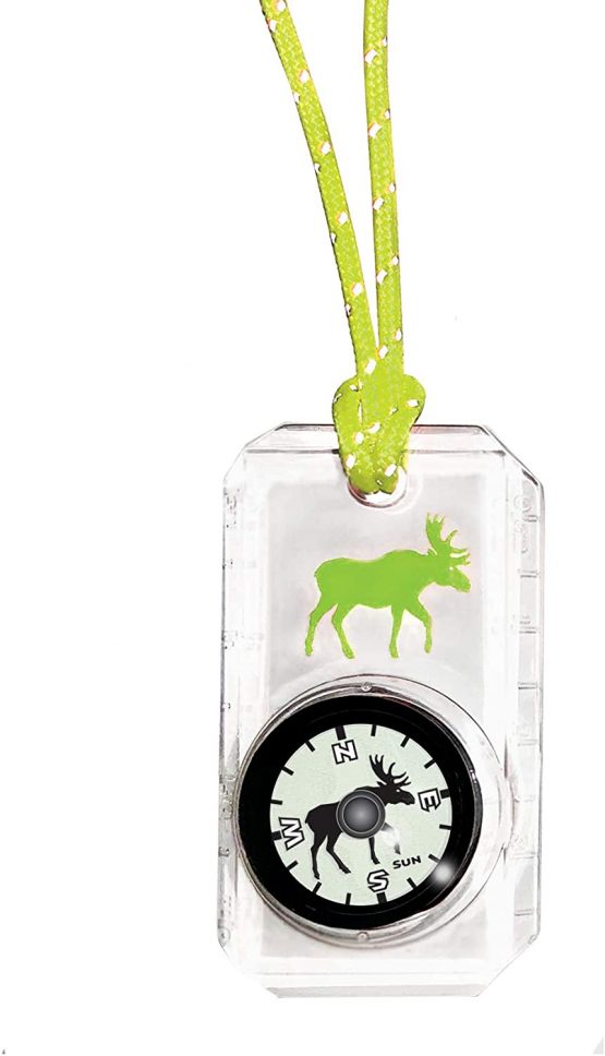 Sun Company Wildlife Compass for Kids - Children's Compasses for Camping, Hiking, and Exploring | Break-Away Neon Lanyard