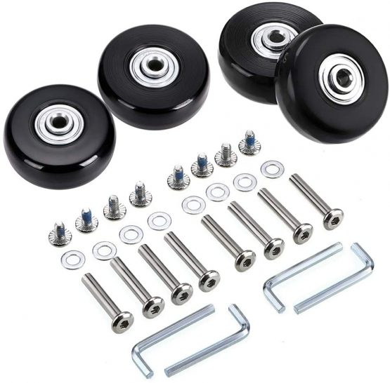 SUMNACON 4Pcs 50x18mm Luggage Suitcase Replacement Wheels, Rubber Swivel Caster Wheels Bearings Repair Kits