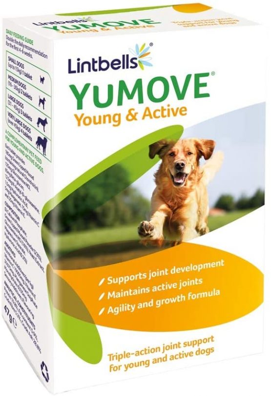 Lintbells | YuMOVE Young and Active Dog | Hip and Joint Supplement for Dogs to Support Active and Growing Joints for Dogs Aged Under 6 | 60 Tablets