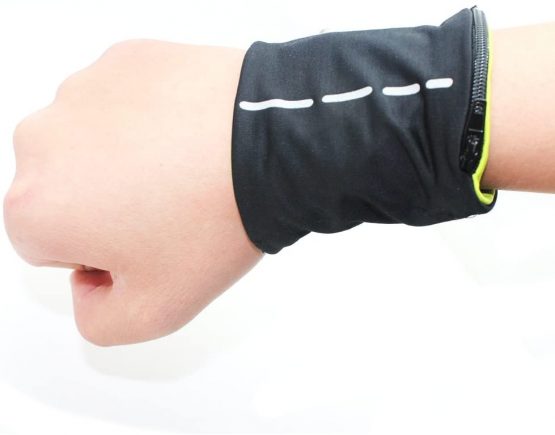 Boshiho Wrist Wallet Pouch: Unisex Zippered Reversible Wristband Pouch Runner’s Wrist Pocket for Running Hiking Walking(Black) - Image 2