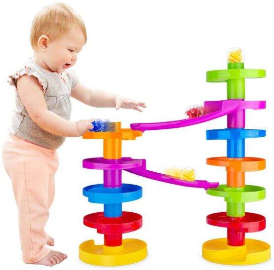 WEofferwhatYOUwant Ball Drop Educational Toy with Bridge - Advanced Spiral Swirl Ball Ramp Activity Playset for Toddlers - Image 3