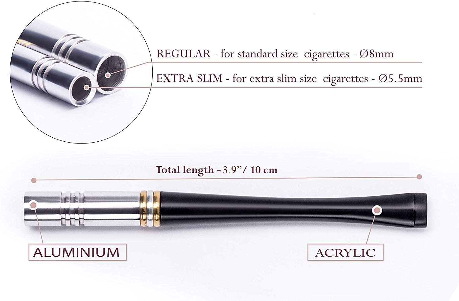 Dr. Watson - 10 cm Art Deco Metal Cigarette Holder, fits Regular cigarettes, silver, 1 Stück (1er Pack) - Image 3