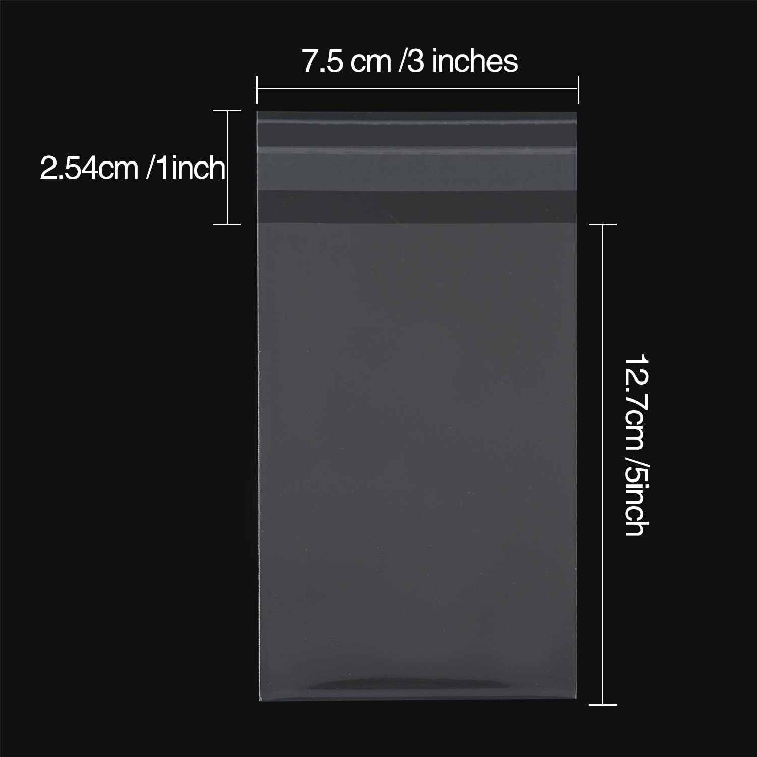 300 Clear Cellophane Bags - 3 x 5 Inches, Self-adhesive Sealing Treat Bags for Candy Soap, Cookies, Valentine Chocolates - Image 2