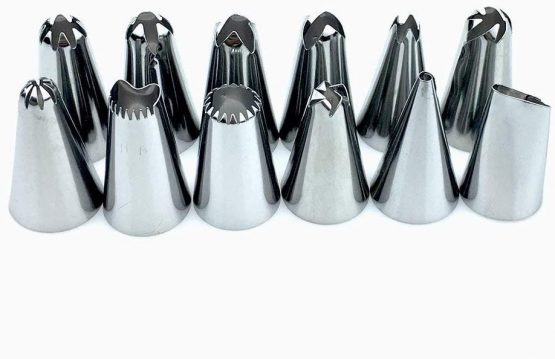 Cake Decorating Equipment 14 Pieces Icing Decoration Kit Piping Nozzle + Silicone Pastry Bags Tool Piping Cream Stainless Steel Nozzles Decorator Pastry Cream Making Set for Dessert Cupcakes Koksi - Image 4