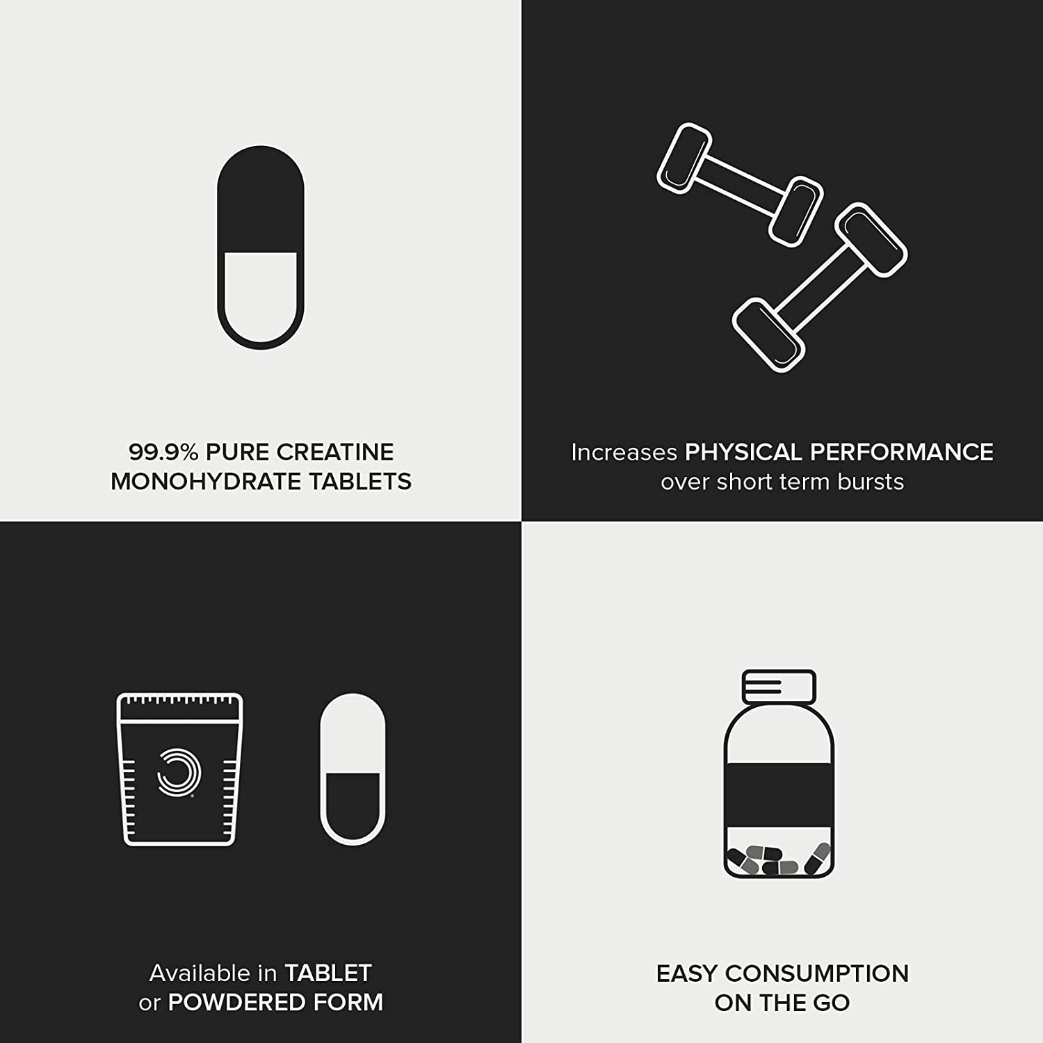 Bulk Creatine Monohydrate Tablets, 1000 mg Per Serving, Pack of 90, 30 Servings, Packaging May Vary, 90 count (Pack of 1) - Image 2
