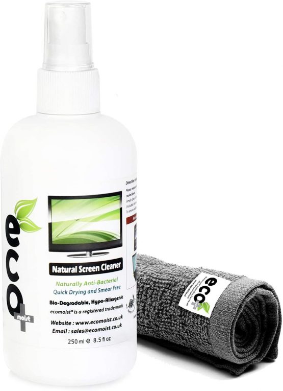Ecomoist Natural Screen Cleaner 250ml with Fine Microfiber Towel
