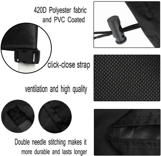 Osarke Garden Furniture Covers Waterproof Square Outdoor Furniture Cover for Table Chairs Rattan Furniture Covers Protective Patio Furniture Cover 420D Oxford Black 120 X 120 X 74cm - Image 3