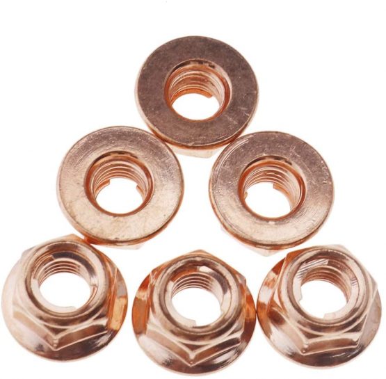 Car Exhaust Manifold Nuts Head Stud Nut M8 Hex Copper Self Locking Tools (Pack of 12) - Image 2