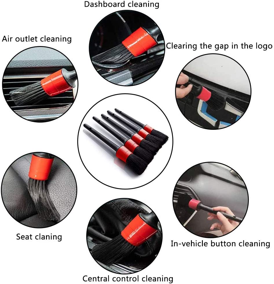 BESLIME Auto Detailing Brush Car Cleaner Brush Set Boar Hair Premium