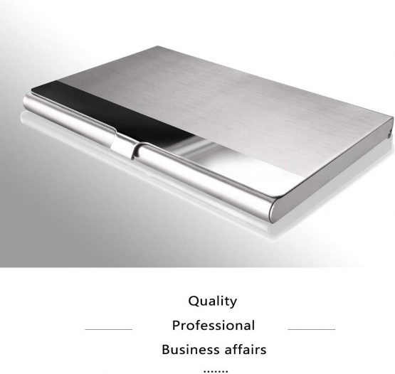VIPITH Super Light Business Card Holder Professional Stainless Steel Business Name Card Case Keep Business Cards in Immaculate Condition Slim Design for Men and Women, for Travel and Work – Silver - Image 2