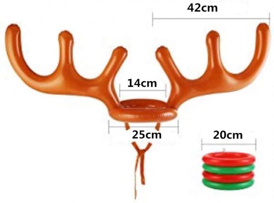 YAAVAAW 10pcs Christmas Party Toss Inflatable Reindeer Antler Hat with Rings (2 Inflatable Antler,8 Rings Toss),For Family Kids Office Xmas Holiday New Year Party Fun Games - Image 2