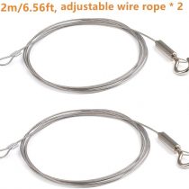 BUYGOO 2m Adjustable Picture Hanging Wire 1.5mm with Loop and Hook Heavy Duty Stainless Steel Wire Rope for Light/Lamp, Mirror Hold Up to 30 KG