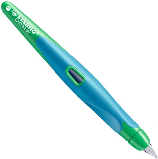 Ergonomic School Fountain Pen - STABILO EASYbirdy A Nib Left Handed Sky Blue/Grass Green - Image 3