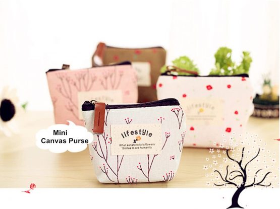 Cute Small Handbag Coin Zip Purse Mini Wallet Pack of 4,Canvas Pouch for Coin,Credit Card, ID Card, Keys, Headset, Lipstick - Image 3