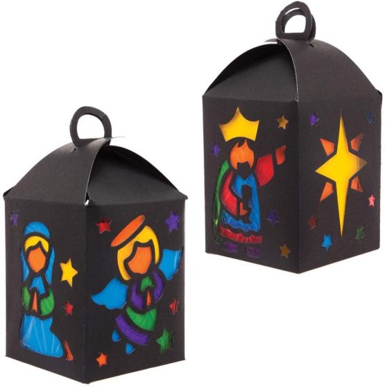 Baker Ross AT140 Nativity Stained Glass Lantern Kits (Pack of 4), Assorted - Image 2