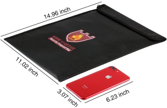 Fireproof Document Bag, 15" x 11" Solid Silicone Coated Fire Resistant & Water Resistant Money Bag Fireproof Safe Storage for Money, Documents, Jewelry, Zipper Closure for Maximum Protection - Image 2