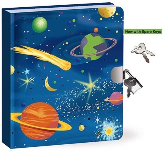 Peaceable Kingdom Kids Diary With Lock and Key Now with Spare Keys (Space Glow In The Dark)