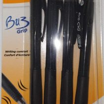 Bic Bu3 Grip 1.0 Black Retractable Ball Pen 4 Pack Stationery