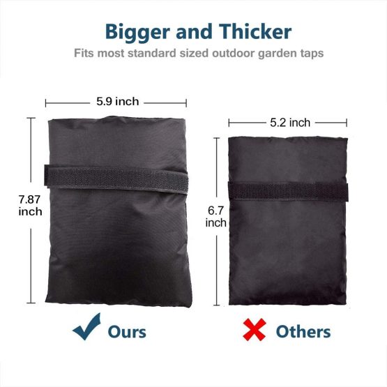 AUGOLA Outside Tap Cover for Winter, 2Pcs Tap Cosy Cover Thickened Outdoor Tap Cover Jacket Insulated Protector From Freezing Waterproof - Black - Image 2