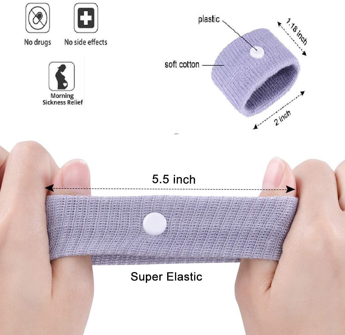 2 Pairs Motion Sickness Relief Wristbands Travel Acupressure Wristbands