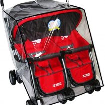 Universal Twins Stroller Raincover Double Raincover for Pushchair Side by Side Baby Stroller rain Cover for Pushchair Pram Buggy Rainproof Dustproof Windproof Rain Cover with Canopy and Zipper Door