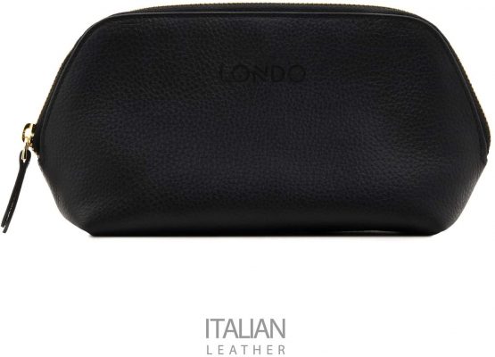 Londo Genuine Leather Makeup Bag Cosmetic Pouch Travel Organizer Toiletry Clutch (Black) - Image 3
